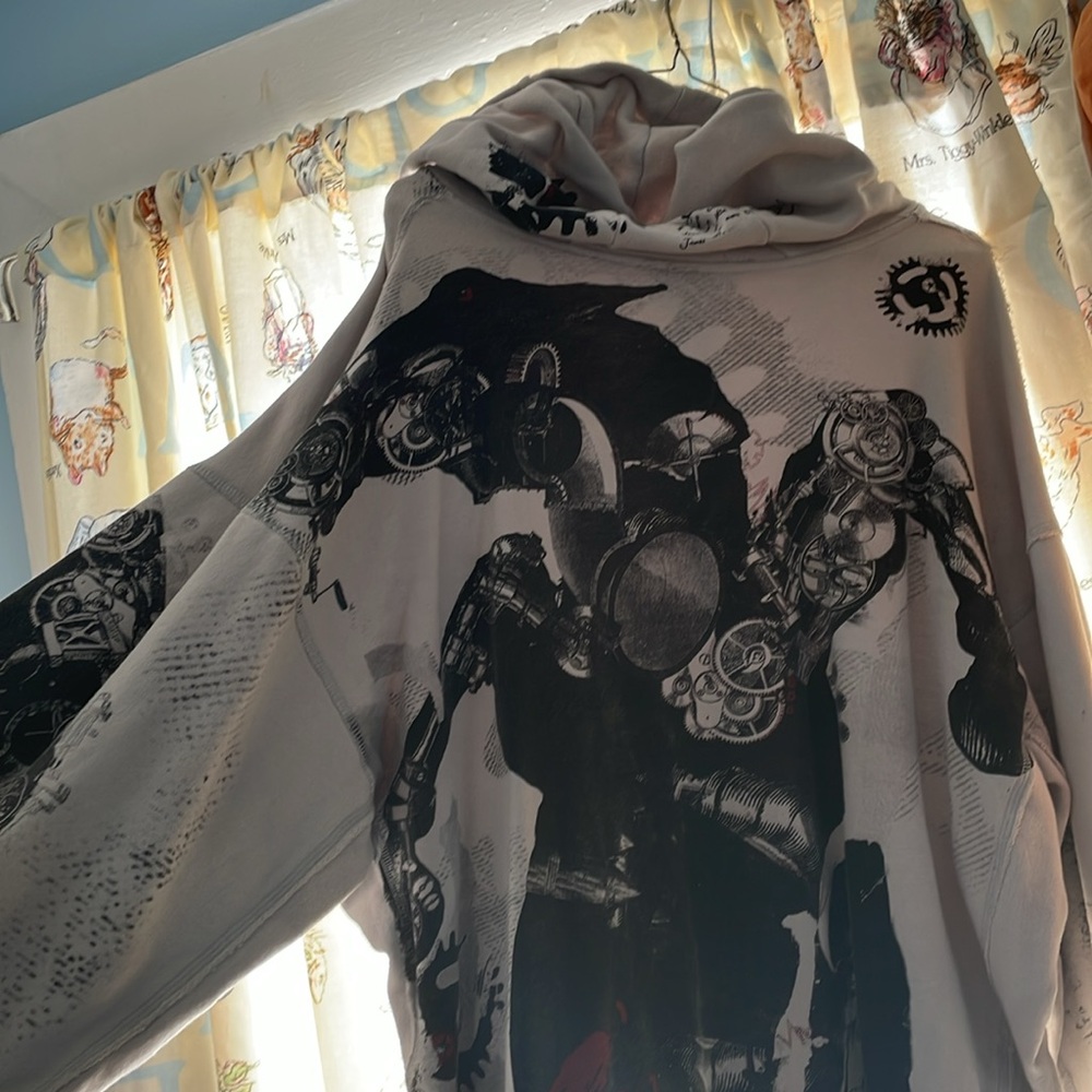 SUPER RARE PINKMAN XXL ALLOVER PRINT MACHINERY HOODIE ZIP-UP Y2K
